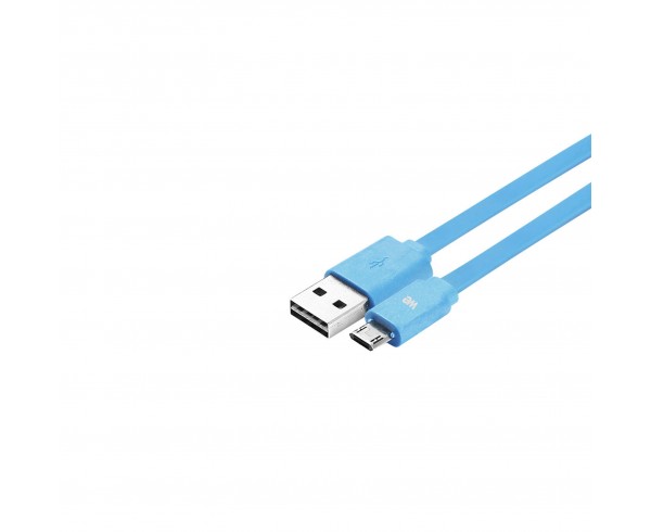 Câble USB/micro USB plat REVERSIBLE bleu 1m