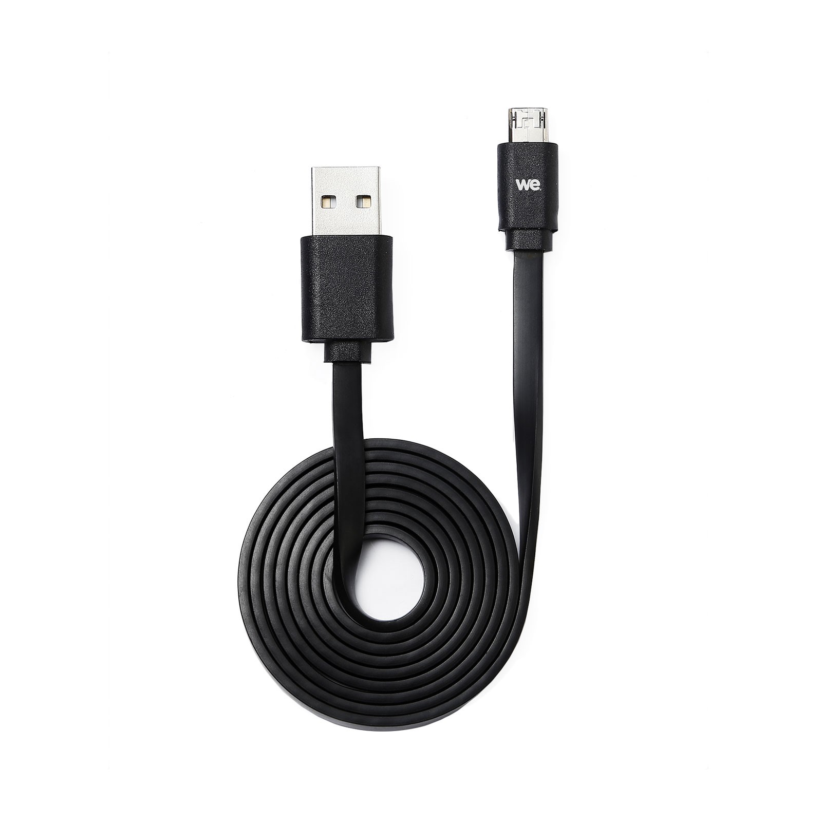 Câble USB/micro USB plat REVERSIBLE 1m Noir - WE