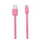 Câble USB/micro USB plat REVERSIBLE 1m Fuchsia