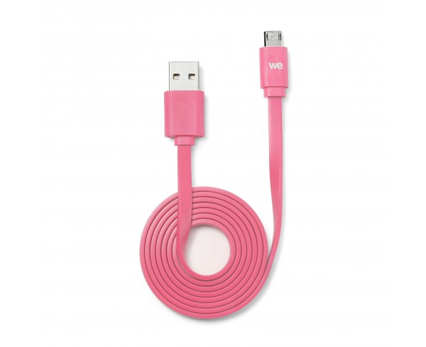 Câble USB/micro USB plat REVERSIBLE 1m Fuchsia