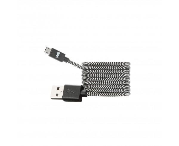 Câble USB / Micro USB nylon tressé connecteur Micro USB reversible 1m - noir & blanc