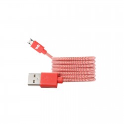 Câble USB / Micro USB nylon tressé connecteur Micro USB reversible 1m - rouge & blanc Câble USB / Micro USB nylon tressé connecteur Micro USB reversible 1m - rouge & blanc