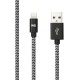 Câble USB/Lightning nylon tressé noir et blanc