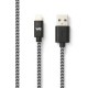 Câble USB/Lightning nylon tressé 1m - noir & blanc