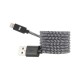 Câble USB/Lightning nylon tressé 1m - noir & blanc