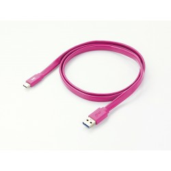 Câble USB-C mâle/USB A mâle plat fuchsia