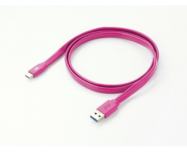Câble USB-C mâle/USB A mâle plat fuchsia