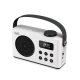 Radio réveil portable DAB/DAB+/FM RMS 3W, batterie rechargeable Lecteur USB/Micro SD, BT prise secteur, blanche
