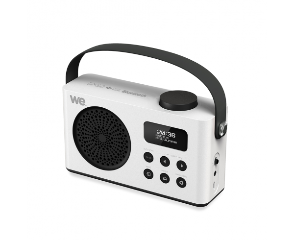 Radio réveil portable DAB/DAB+/FM RMS 3W, batterie rechargeable Lecteur USB/Micro SD, BT prise secteur, blanche
