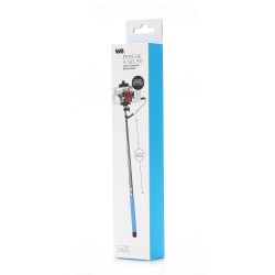 Bras Selfie bleu longueur: 22.5 à 100.5cm compatible IOS 4.0 / Android 3.0 Connexion port Jack / bouton phot