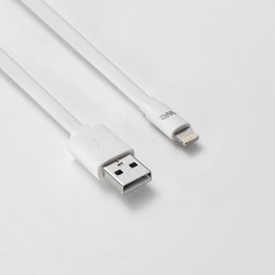 Câble Apple USB/lightning plat: évite de faire des noeuds 1m blanc - en silicone