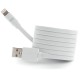 Câble Apple USB/lightning plat: évite de faire des noeuds 1m blanc - en silicone