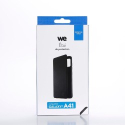 Etui de protection WE noir pour smartphone Samsung Galaxy A41 Résistant aux chocs et chûtes. Accès caméra et multi-position.