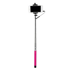 Bras Selfie fushia longueur: 22.5 à 100.5cm compatible IOS 4.0 / Android 3.0 Connexion port Jack / bouton phot