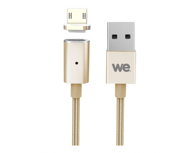 WE Câble Micro USB Magnétique Nylon Tressé Aimanté, Charge et Synchronisation des Données - 1.20M - Or