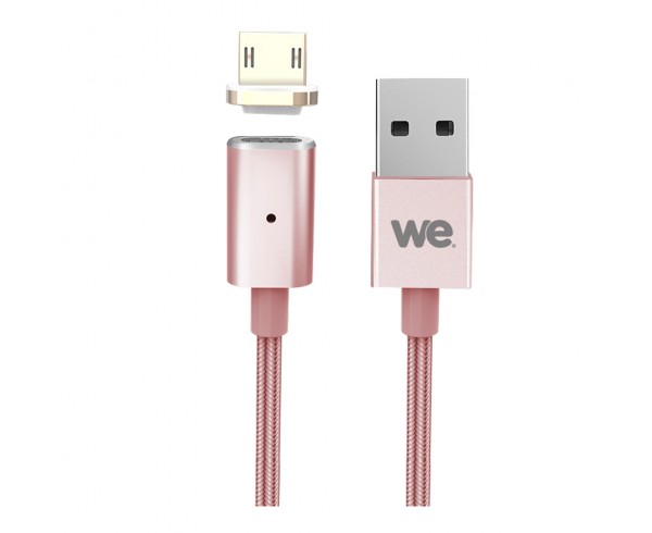 WE Câble Micro USB Magnétique Nylon Tressé Aimanté, Charge et Synchronisation des Données - 1.20M - Or Rose
