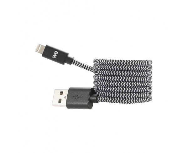 Câble USB/Lightning nylon tressé 1m - noir & blanc