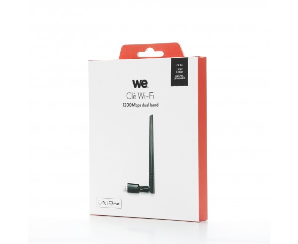 CLE WIFI 1200Mbps DUAL BAND USB 3.0 300Mb/s en 2.4G, 867Mb/s en 5G antenne detachable