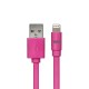 Câble Apple USB/lightning plat: évite de faire des noeuds 1m Fushia - en silicone