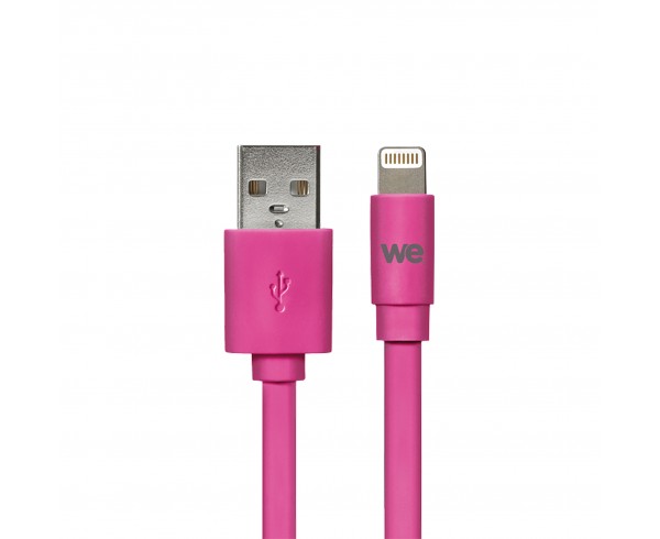 Câble Apple USB/lightning plat: évite de faire des noeuds 1m Fushia - en silicone