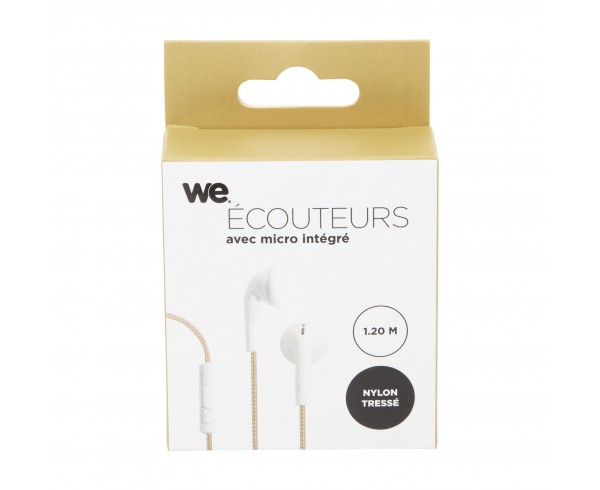 Ecouteurs avec micro OR cable nylon - 1.20m avec microphone