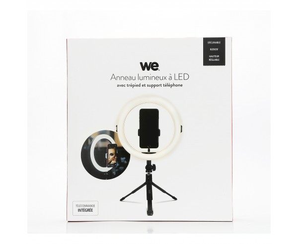 WE Anneau Lumineux à LED avec trépied et support téléphone, télécommande,  projecteur de cercle pour photographies, nomade