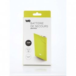 Batterie de secours 3200mAh vert 1 port USB 1A - bouton tactile Toucher peau de pêche ULTRA FIN 5mm d'épaisseur