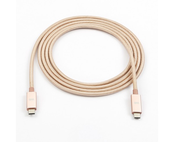 Câble USB-C mâle/USB-C mâle nylon 2 m - USB 3.1 - or rose très resistant - grande longueur