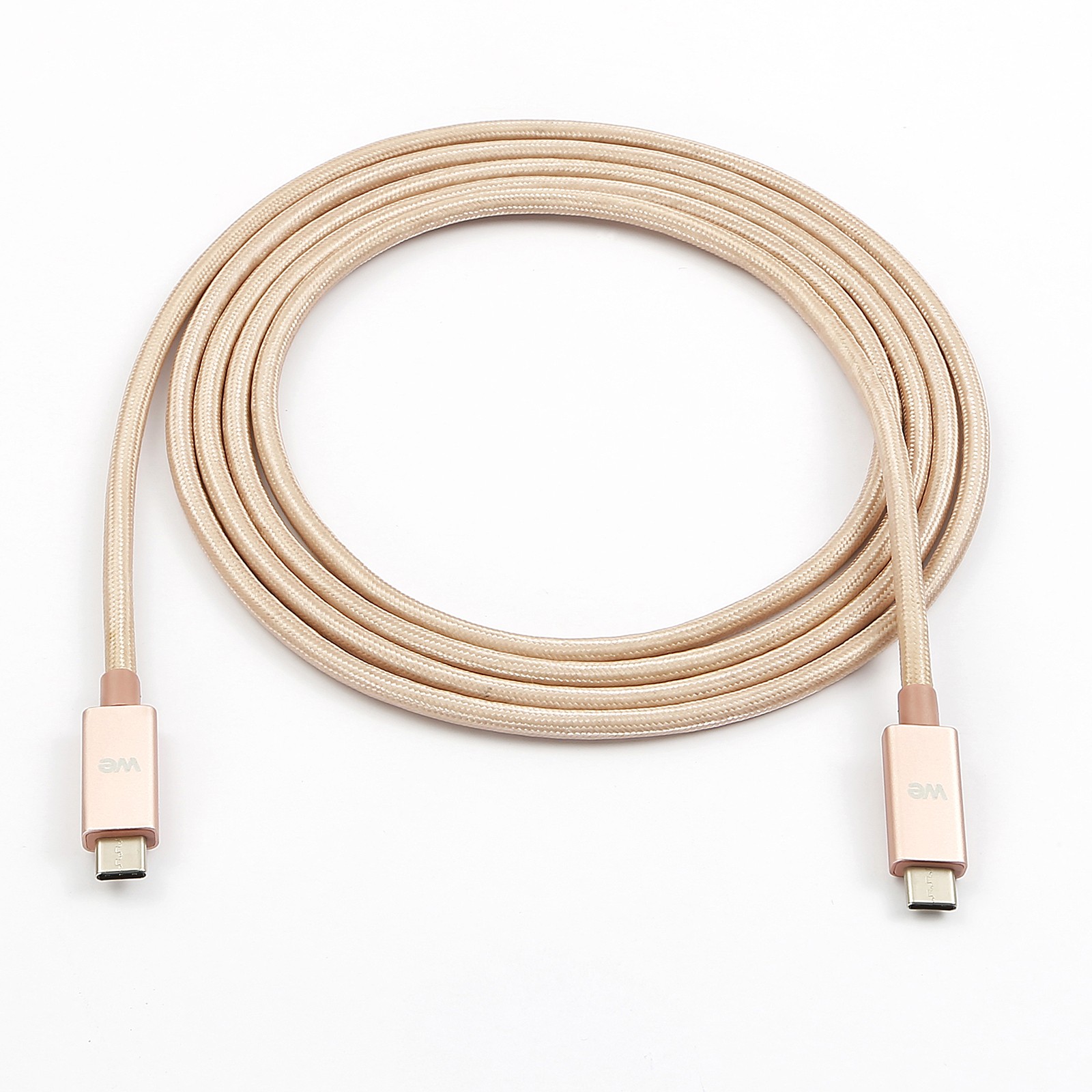 Câble USB-C mâle/USB-C mâle nylon 2 m - USB 3.1 - or rose très resistant -  grande longueur - WE