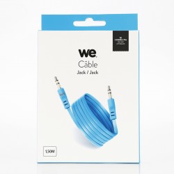 Câble Jack/Jack M/M plat 1.50m - bleu 3.5mm