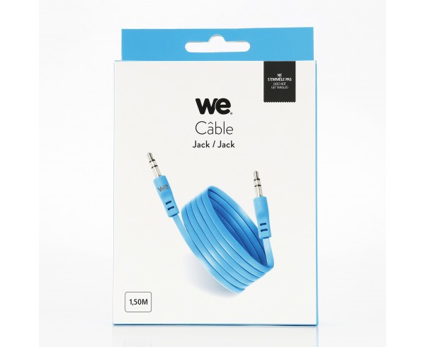 Câble Jack/Jack M/M plat 1.50m - bleu 3.5mm