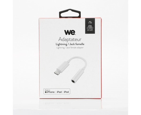 Adaptateur Lightning mâle / jack 3.5mm femelle - blanc