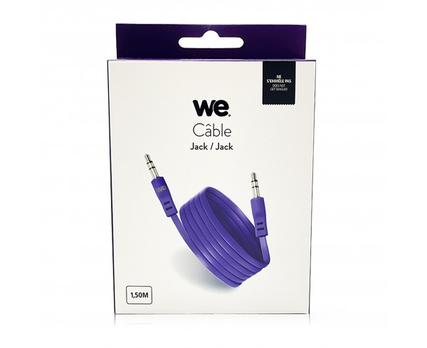 Câble Jack/Jack M/M plat 1.50m - violet 3.5mm