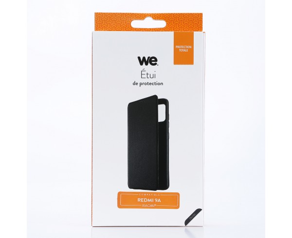 Etui de protection WE noir pour smartphone XIAOMI MI REDMI 9 Résistant aux chocs et chûtes. Accès caméra et multi-position.