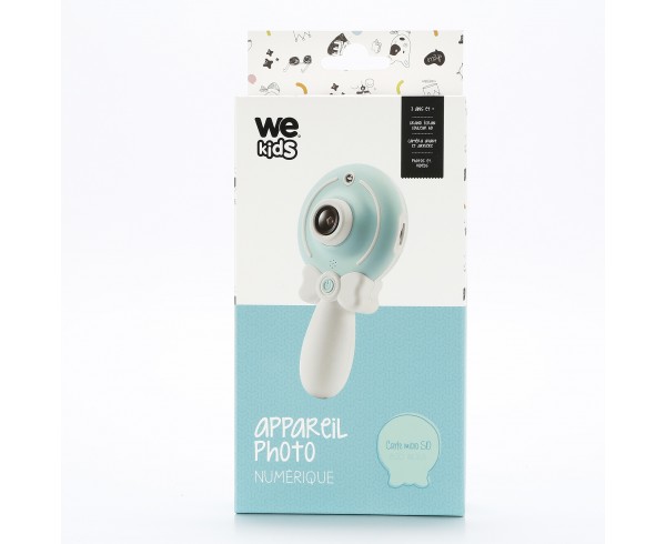 WE Appareil Photo numérique Enfant, caméra avant et arrière, écran couleur, 1.3MPx, rechargeable, micro SD 8GB