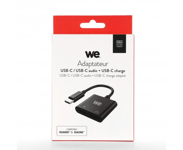 WE Adaptateur USB C vers USB C x2, adaptateur 2 en 1 charge et audio spécialement conçu pour appareils en USB C