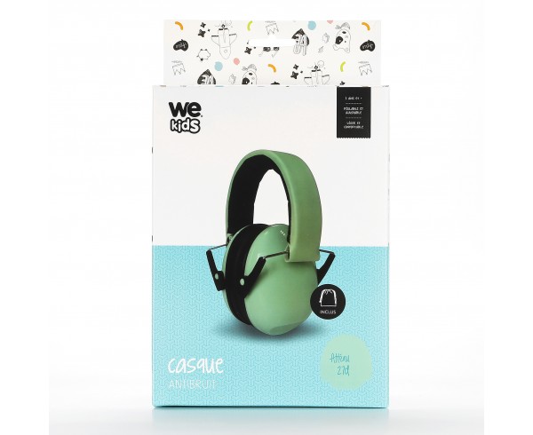 Casque Anti bruit ENFANT Wekids Atténuation 27dB avec housse de transport vert d'eau