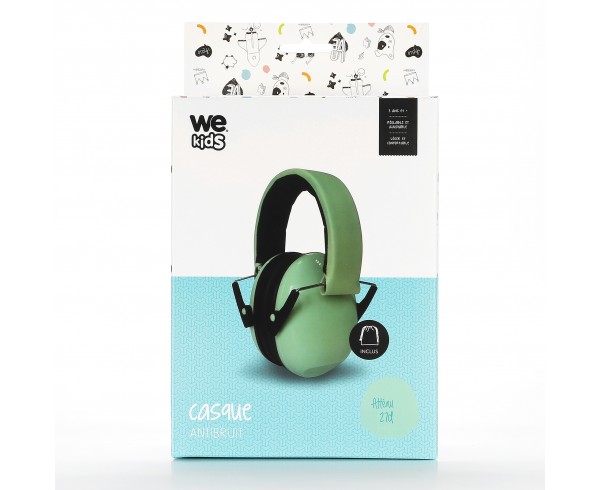 Casque Anti bruit ENFANT Wekids Atténuation 27dB avec housse de transport  vert d'eau