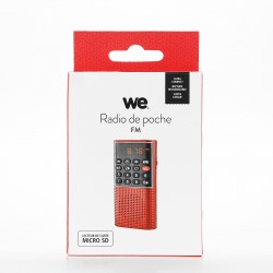 WE RADIO DE POCHE. rechargeable FM, lecteur de carte micro SD RMS 3W, prise casque Rouge