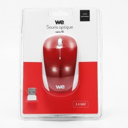 Souris sans fil WE DELUXE V3 Rouge Nano Dongle USB - Optique 2.4 GHz - 1200DPI