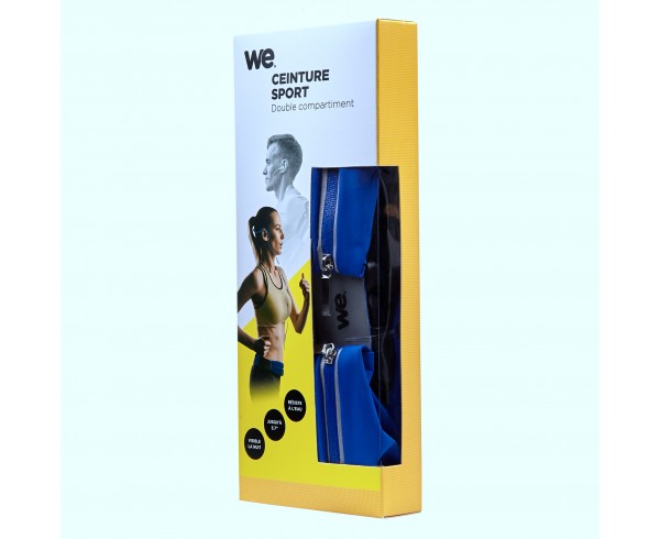 Ceinture sport bleue en Lycra Waterpoof - double poche Universel jusqu'à  smartphone 5.7'