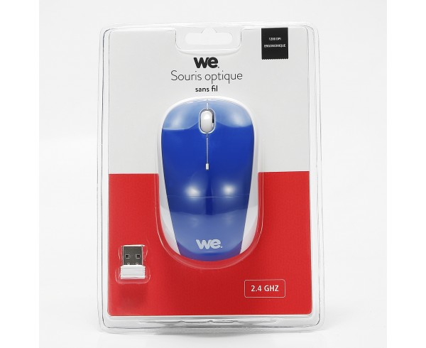 Souris sans fil WE DELUXE V3 Bleue Nano Dongle USB - Optique 2.4 GHz - 1200DPI