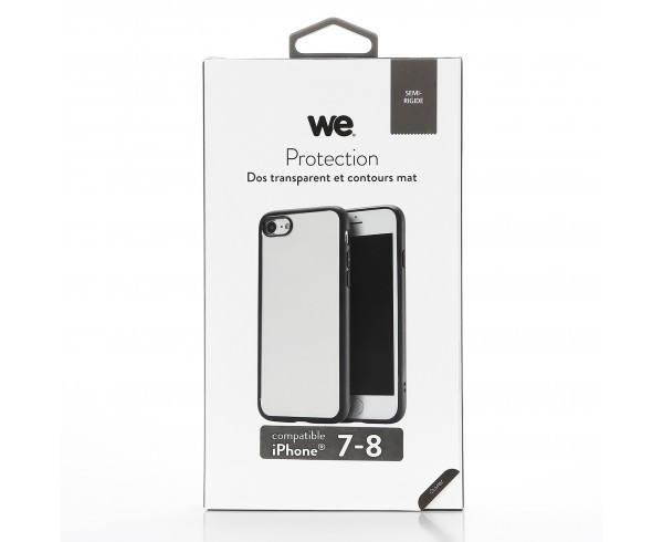 Coque contour mat- iPhone 7/8 Protection dos transparente Contour noir