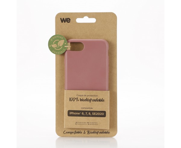 WE Coque de protection 100% biodégradable et compostable pour APPLE IPHONE 6/7/8/SE 2020 Fushia Respectueux de l'environnement