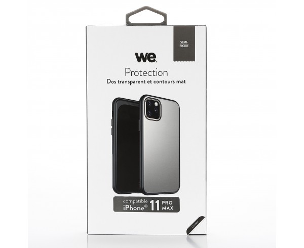 Coque contour mat iPhone 11 Pro Max Protection dos transparente Contour noir