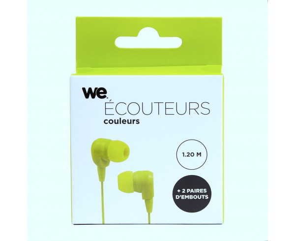 Ecouteurs vert- 1.2m - jack 3.5mm diamètre driver: 10mm impédance 32Ohms sensibilité 98 dB