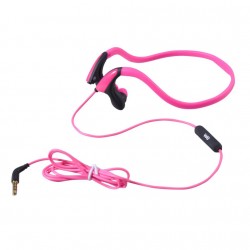 Ecouteurs sport filaire Rose Arceau tour de cou toucher doux Microphone intégré bouton on off