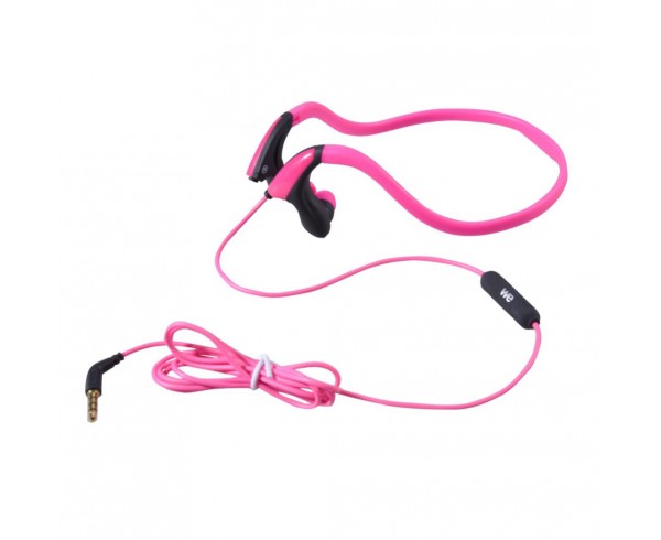 Ecouteurs sport filaire Rose Arceau tour de cou toucher doux Microphone intégré bouton on off