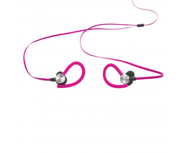 Ecouteurs Sport Waterproof Rose Intra-auriculaire - Tour d'oreille Câble plat