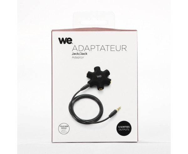 Adaptateur jack1 entrée - 5 sorties Port interchangeable Cable jack 3.5 mm amovible 70cm Toucher doux et connecteurs or